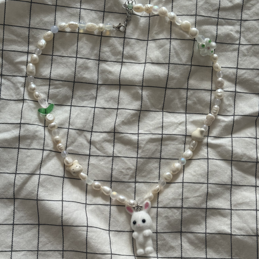 Bunny pearl necklace